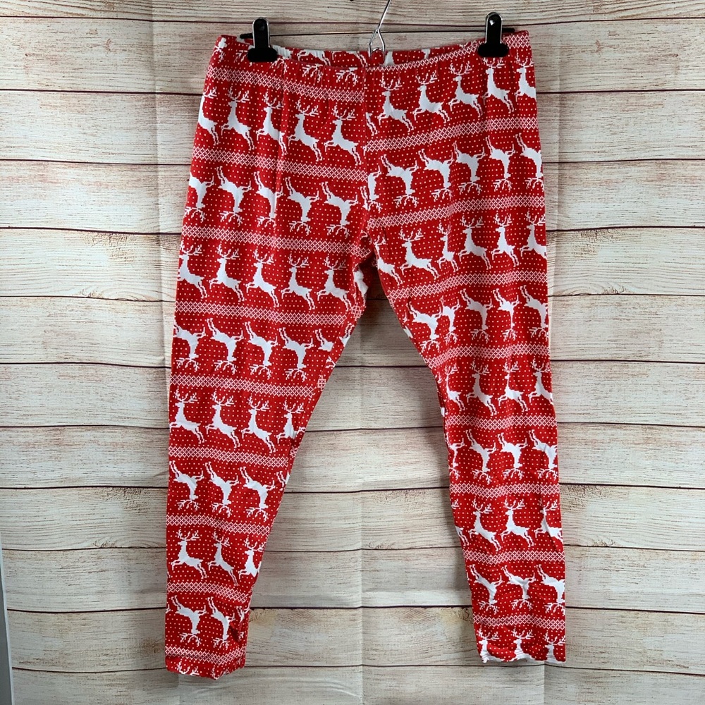 No Boundaries Red Reindeer Leggings